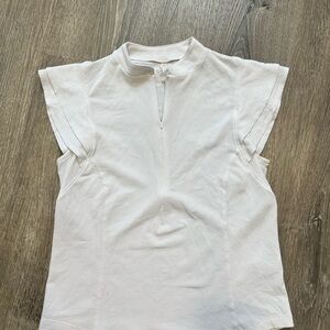 CALIA White Textured Cap Sleeve Blouse